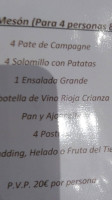 Mesón Del Cordero menu