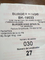 Burger King Villa Del Comu menu