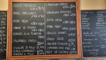 Piedra Playa menu