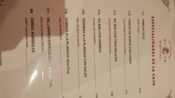 Chino Internacional menu