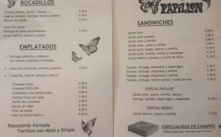 Papillon Torrelavega menu