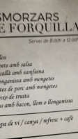 Masia Villa Orce menu