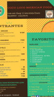 Coco Loco Mexican Food menu