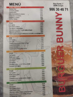 Burguer Bunny menu