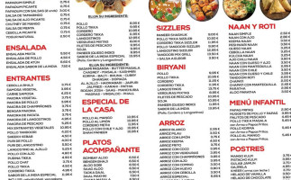 Sabor De La India menu