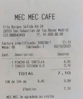 Mec Mec Cafe menu