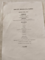 Bar Restaurante Manolo El Xurro menu