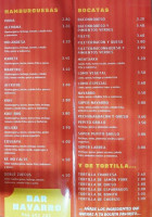 Navarro Taberna menu