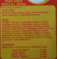 Kumar's menu