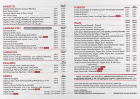 Pizzería Biglow menu