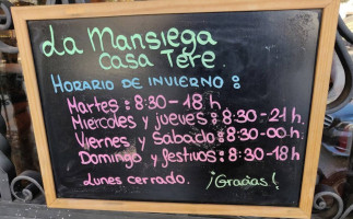La Mansiega Casa Tere menu