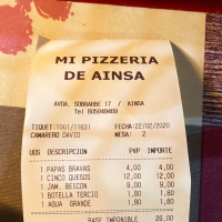 Mi Pizzeria De Ainsa menu