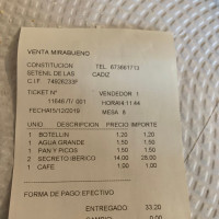 Venta Mirabueno menu