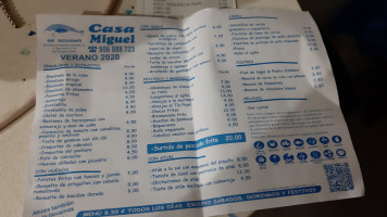 Casa Miguel menu