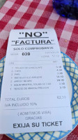 Taberna Del Corcho menu