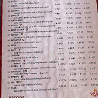 Shahi Indian menu