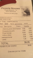 Pizzería Ninones menu