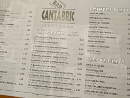 Bar Restaurant Cantabric menu