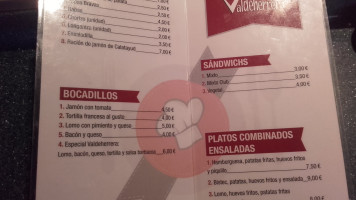 Valdeherreras menu