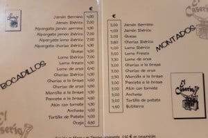 Meson El Caserio Cuenca menu
