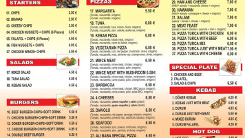 Ali Baba Doner Kebab Pizza menu