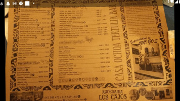 Ochoa menu