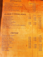 Las Tinajas menu