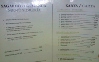 Ipur Sagardotegia menu