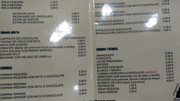 Helados Iceberg menu