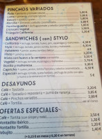 Cafe Stylo menu