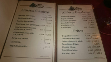 Las Tinajas menu