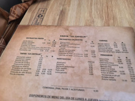 Restaurante-cafe- Bar La Capilla menu
