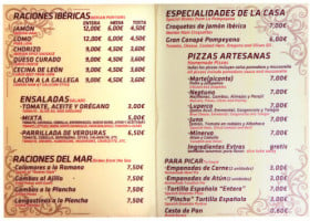 Taberna La Pompeyana menu