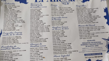 La Ancla And menu