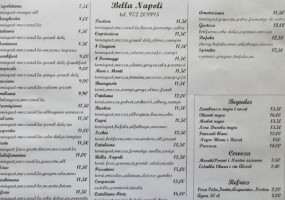Bella Napoli menu