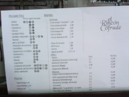 Rincon Cofrade menu