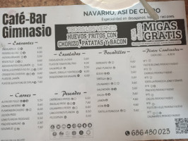 Cafe Gimnasio menu