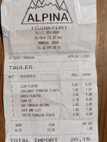 Granja Alpina menu