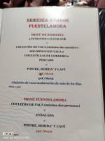 Sidreria Asador Fuentelamora La Revilla Y Ahedo menu