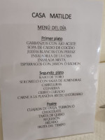 Casa Matilde menu