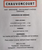 Chauvoncourt menu