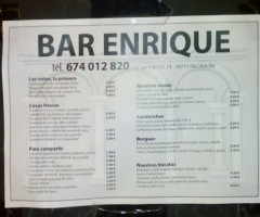 Enrique menu