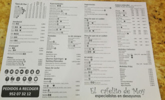 El Cafelito De Moy menu