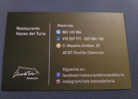 Hoces Del Turia menu