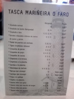 Tasca O Faro menu