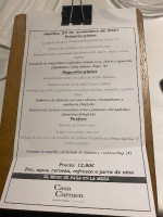 Casa Carmen menu