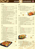 Asian Varadero menu