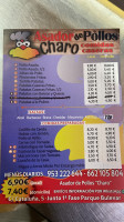 Asador De Pollos Charo menu