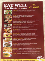 Eat Well Bar Restaurant menu