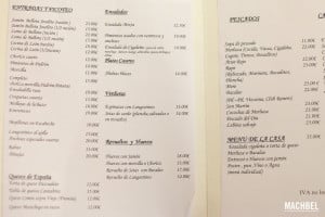 Bodega Cigaleña menu